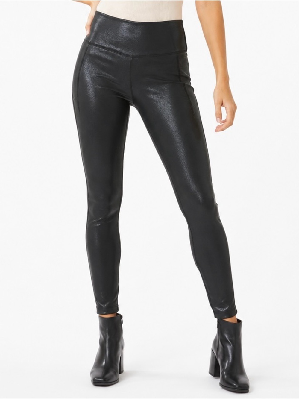 PINK Active Black Shiny High Waist Leggings Size Large
